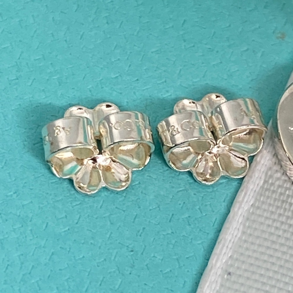 Tiffany & Co. Sterling Silver Open Heart Stud Earrings - Picture 3 of 6